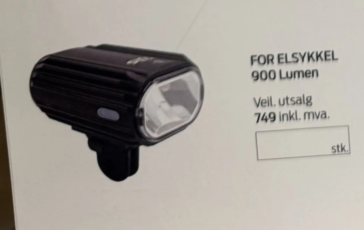 Lykt for elsykkel 900 lm